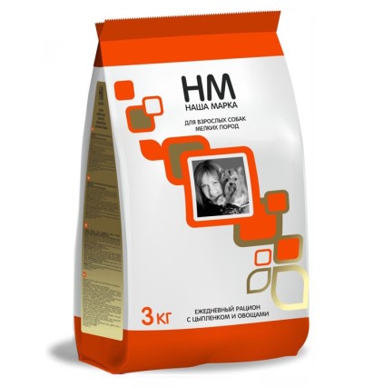 Наша марка сухой корм для собак маленьких пород с цыпленком и овощами 18 кг. 